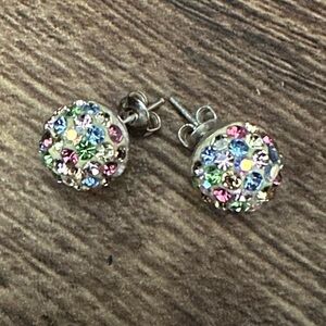Colorful Crystal Silver 925 Stud Earrings